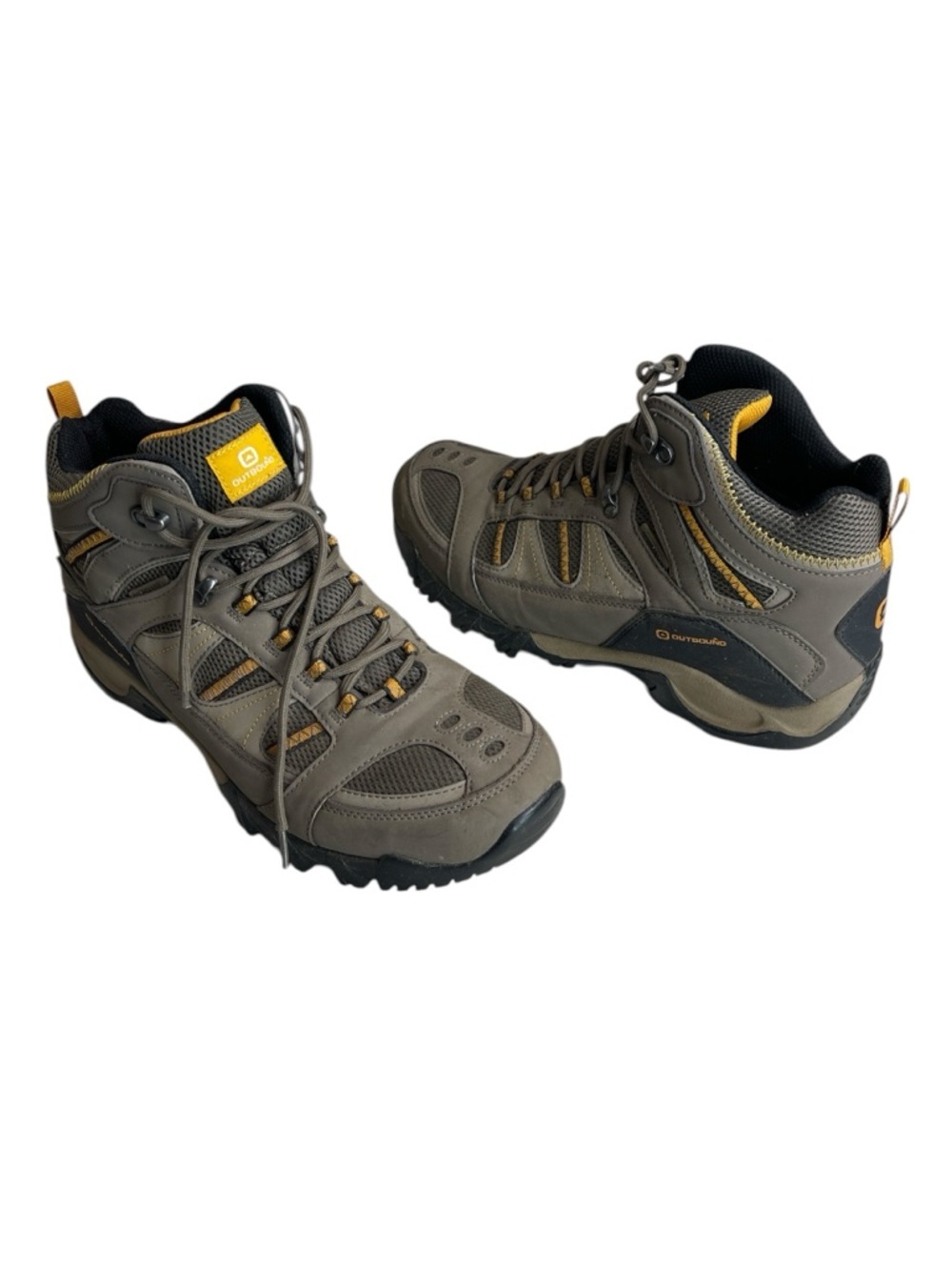Outbound Men's Norquay Hiking Boots Taupe Brown Yellow Accents Vegan Leather 12